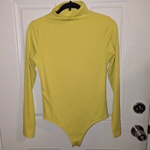 Express bright chartreuse compression mockneck bodysuit